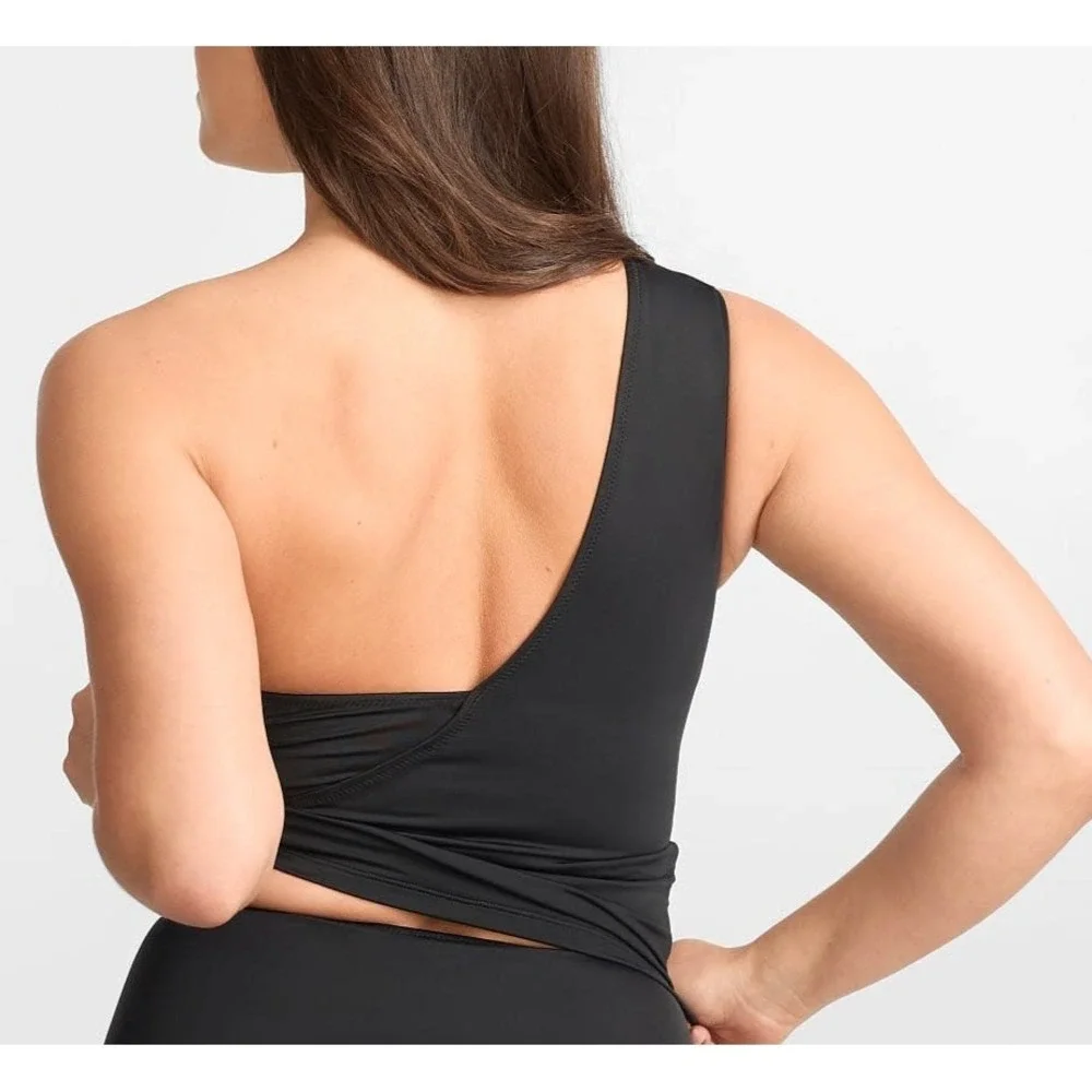 BARE Tankini Top Size 12 The Slimming Grecian TankinI One Shoulder Black Swim